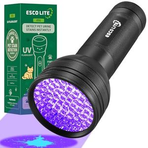 ESCO LITE UV Flashlight Black Light, 51 LED 395 nM Ultraviolet Blacklight Detector for Dog Urine, Pet Stains and Bed Bug