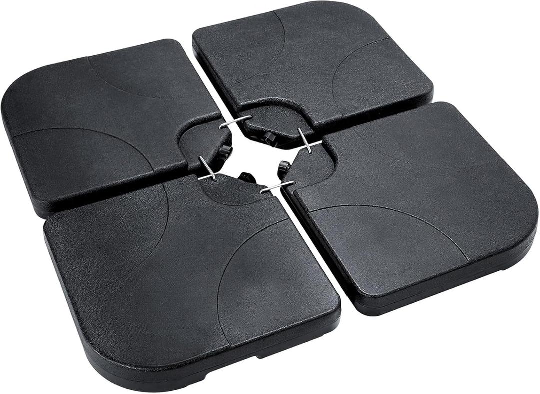 H11 Patio Umbrella Stand Base - 4-Piece 221lbs Outdoor Offset Cantilever Umbrella Heavy Duty Weights Square Base Water or Sand Refillable Plate Set with 4 Lock Pins (H11 Black)