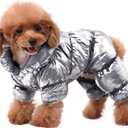 AOFITEE Dog Coat, Waterproof Dog Jacket, Fullbody Dogs Winter Coat Snowsuit, Windproof Puppy Puffer Jacket Snow Suit with Legs, Pet Fleece Winter Vest, Cold Weather Coats for Small Dogs, Silver S