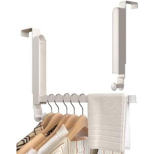 KitchLife Over Door Drying Rack, Foldable Hook Portable Space Saving Hanger for 1 3/ 8" Doors for Laundry Bathroom Bedroom Clothes Coat Towel Rack, Travel & Home Use, Ivory