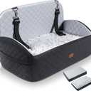 Gimars Upgrade Dog Car Seat with Reversible Long & Short Plush Seat Cushion for Small/Medium/Large Dogs Up to 60lbs, Detachable Washable Anti-Slip Dog Booster Seat with 5.1'' 28D Egg-Crate Foam, L (Double-Wide (18.89x29.9''))