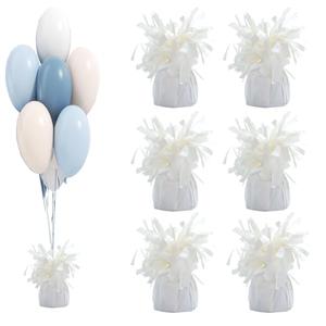 Moretreat balloon weights are perfect for parties, birthdays, weddings. Each pack includes 6PCS durable weights that easily decorate balloons and elevate any celebration. (White 6pcs)