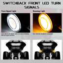 Chrome Switchback Front Bullet LED Turn Signals Lights Motorcycle Running Light Amber Blinkers for Harley Road Glide Trike CVO Limited FLHTCUTG Tri Glide