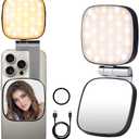 Magnetic Selfie Light Compatible with MagSafe iPhone, Multiple Folding LED Phone Photo Beauty Fill Ring Lighting with Mirror for Zoom Makeup Photography Recording Video Conference, (M27 Black)
