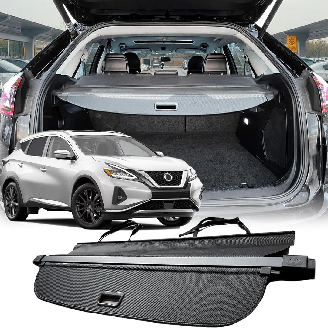 Cargo Cover Compatible with Nissan Murano Platinum SL SV S 2024 2023 2022 2021-2015,Carbon Fiber Texture Retractable Trunk Cover Organizer Security Shielding Shade Tonneau Cover Cargo Cover Compatible with Nissan Murano Platinum SL SV S 2024 2023 2022 2021-2015,Carbon Fiber Texture Retractable Trunk Cover Organizer Security Shielding Shade Tonneau Cover