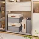 Shoe Organizer for Closet, 2 Pack Foldable Shoe Storage Organizer Box Bin with Adjustable Dividers and Clear Cover, Fits up to 16-32 PairsGrey&Beige