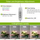 LORDEM Grow Light, LED Plant Light for Indoor Plants Growing, Full Spectrum Desk Growth Lamp with Automatic Timer for 4H/8H/12H, 4 Dimmable Levels, Height Adjustable 9.8"-30.6"