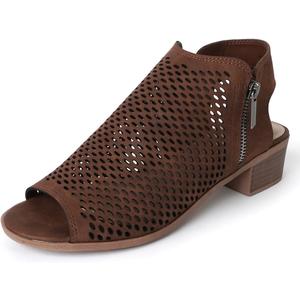 J. Adams Tracy Booties for Women - Peep Toe Low Block Heel Bootie, Size 6