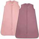 Organic Cotton Baby Wearable Blanket 0.5 TOG Sleep Sack 0-6 Months 2-Pack Breathable Lightweight Swaddle Transition Sleeveless Sleeping Bag with 2-Way Zipper, GOTS & OEKO-TEX Certified, Mama Cheetah, II Dusty Rose/Mauve