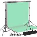 SLOW DOLPHIN Photo Video Studio Triple Crossbar 10 (W) x 8.5 (H) ft Adjustable Photography Backdrop Background Support Stands, with Mounting Bracket and 6 Pcs Spring Clamp, Carry Bag