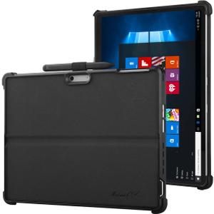 Hard Case for Microsoft Surface Pro11 Edition pro10 Pro 9 Funda para tableta Kickstand Cover Multiple Angle View PU Leather Pen Holder 13 inch Tablet Lightweight Hard Shell (Black)