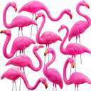 JOYIN 10 Pack Small Yard Flamingos Ornament Stakes, Mini Pink Flamingo Yard Decorations, Mini Lawn Plastic Flamingo Statue with Rubber Coating Metal Legs for Outdoor, Garden, Luau Party Gift (3-10IN)