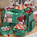 2-in-1 Christmas Ornament Storage Box, Christmas Storage Containers Organizer Bag with Dividers - Fits Xmas Holiday Ornaments Figurines and Pockets for Decoration(Green)