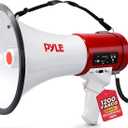 Pyle 50W Megaphone Bullhorn with Siren & Detachable Microphone - Portable Lightweight Design, Rechargeable Battery, 1600 Yards, Ideal for Police, Cheerleading & Outdoor Events, White