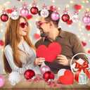 24Pcs Valentines Day Ball Ornaments, 2.36Inch Red Pink White Hanging Balls for Tree, Letter Hanging Baubles Valentine's Day Party Supplies for Wedding Home Anniversary Decor