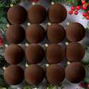 24 Pcs 3.15Inches Velvet Christmas Ball Ornaments, Shatterproof Brown Flocked Bulbs Decorations Set, Retro Decorative Hanging Plastic Ornaments for Xmas Tree Holiday Party Dcor