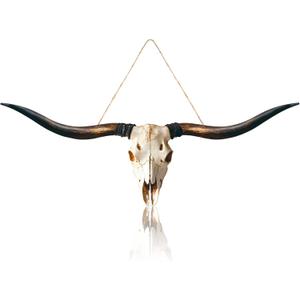 Flat Printed Longhorn Skull Wall Decor Wooden Longhorn Cow Door Sign Large Farmhouse Printed Pendant Decor Realistic Style Wooden Cow for Holiday Front Door Porch Wall