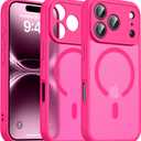 Oterkin Magnetic for iPhone 17 Pro Case Matte, Upgraded Full Camera Protection Compatible with MagSafe Frosted Translucent Shockproof Anti-Scratch Slim Fit Case Military Grade Protection (Hot Pink)