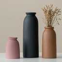 Ceramic Vase Set-3, Small Flower Vases for Decor, Modern Boho Farmhouse Style, Decorative Vases for Pampas Grass & Dried Flowers, Distressed Finish (Light Coffee)