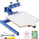 VEVOR Screen Printing Machine, 1 Color 1 Station Silk Screen Printing Press, 21.2x17.7in / 54x45cm Screen Printing Press, Double-Layer Positioning Pallet, Adjustable Tension for T-Shirt DIY Printing