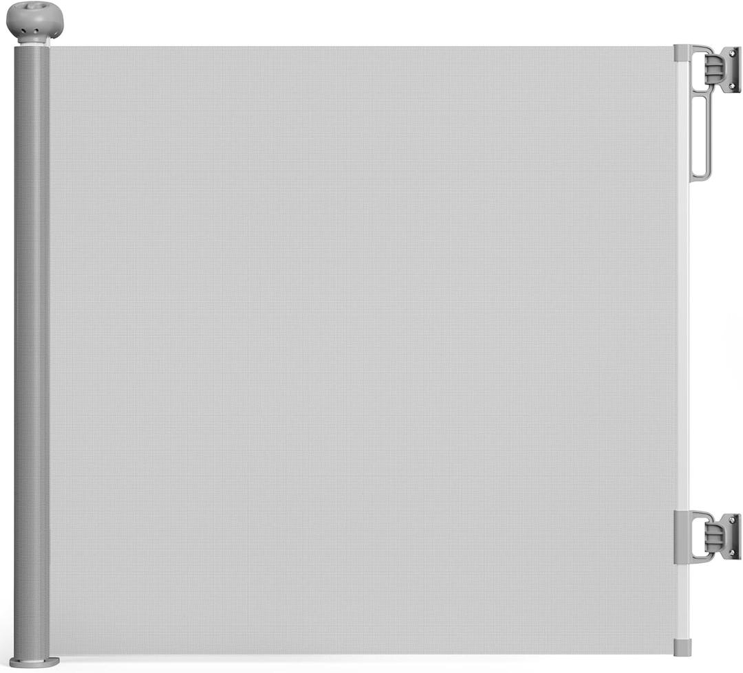 KINGTOP Retractable Baby Gates for Stairs, Retractable Dog Gate or Baby Gate, 33" Tall, Extends Up to 55" Wide, Safety Gate for Doorways & Outdoor Use (Gray, 33" x 55") (33x55")