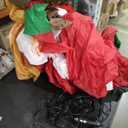 6FT Christmas Inflatable Outdoor Decoration, Funny Santa Reindeer Car Decor With LED, Blow Ups for Car Roof Xmas Decoration