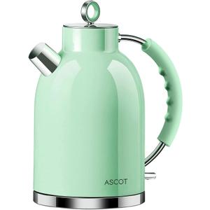 Electric Kettle, ASCOT Electric Tea Kettle, Stainless Steel Water Boiler, Fast Boiling, 1.5L, 1500W, BPA-Free, Cordless, Automatic Shutoff, Boil-Dry Protection, Green