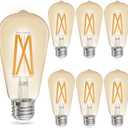 ST19 Filament Amber Glow Vintage Edison Light Bulb Filament Bulb 5W with Amber Glass, 90+ High CRI, Dimmable 2200K Amber White, E26 Medium Base, UL Listed