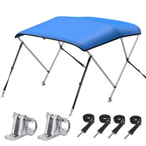 KAKIT Bimini Top for Boats, Metal Base (4 Bow 8'L x 54" H x 61"-66" W,Blue)