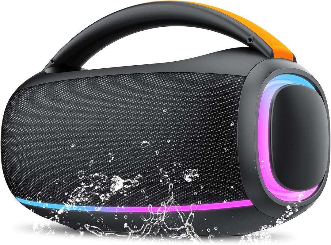 Speakers Bluetooth Wireless: 80w Loud Speaker with Bass, 30H Playtime, IPX7 Waterproof, Large Speakers for Work, Outdoor, Workshop, Garage, Portable Speaker with TWS (Black)