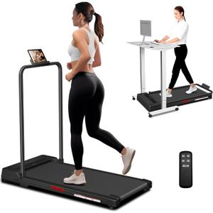 Under Desk Treadmill, 3.0HP Walking Pad with Handle Bar, Foldable Treadmills for Home Office, Running Machine with LED Display & Remote Control, Jogging Machine for Small Spaces Under Desk Treadmill, 3.0HP Walking Pad with Handle Bar, Foldable Treadmills for Home Office, Running Machine with LED Display & Remote Control, Jogging Machine for Small Spaces