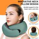 Travel Pillow - Hooded Neck Pillow Airplane Memory Foam Filling for Plane, Office, Cars Sleeping, Road Trip, Long Flights, Airplane Travel Essentials, Includes Eye Mask & Earplugs (Green)