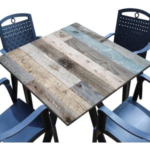 Farmhouse Square Fitted Tablecloth with Elastic Edge Wood Grain Card Table Cover Outdoor Wipeable Card Tablecloth for Indoor Kitchen Decor (Fit for 36"x36"Square Table)