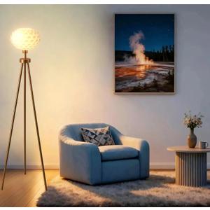 Fiqevs Flower Floor Lamp, Art Decor Gold Mid Century Modern Standing Lamp, Tripod Tall Lamp for Living Room & Bedroom, Home Office - Antique Brass Fiqevs Flower Floor Lamp, Art Decor Gold Mid Century Modern Standing Lamp, Tripod Tall Lamp for Living Room & Bedroom, Home Office - Antique Brass