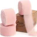 Ribbli Blush Pink Ribbon 1 Inch x 3 Rolls Total 24 Yards Pink Handmade Fringe Chiffon Silk Ribbon for Wrapping Wedding Invitations Bridal Bouquets DIY Crafts Home Decor