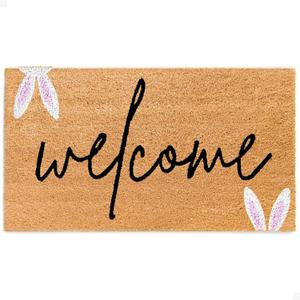 THEODORE MAGNUS Easter Door Mat - Welcome Mat for Front Door with Non-Slip Backing - Durable Doormat - Perfect for Outside Entrance and Entryway Matt - Outdoor/Indoor - Easter Greetings - 17" x 30"