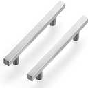 Ravinte Brushed Nickel Cabinet Handles 25 Pack 4-1/2 inch Satin Nickel Square Cabinet Pulls Silver Hardware for Kitchen 7 inch Overall Length Stainless Steel Drawer Pulls