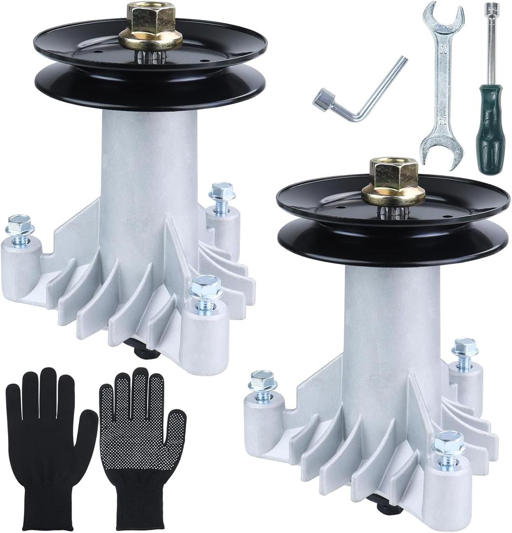 GELASKA 2 Pack 130794 Spindle Assembly with 173434 Spindle Pulley Replaces 532130794, 539110158 for CT130, CTH130, LR110, LR111, LR12, LR120, LR121, LR122, LT100, LT112, LT125, YT180, YTH180 Mowers