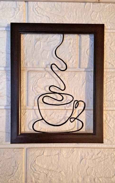 One Line Coffee Cup Metal Art 12x16