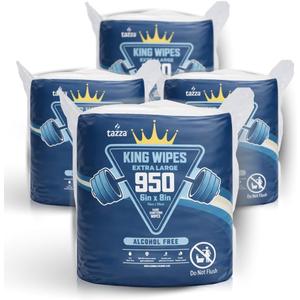 Tazza Gym Equip Wipes, 4 x 950 Count (3800 Total Wipes) - Durable, Pre-Saturated Gym Equipment & Surface Cleaning Wipes