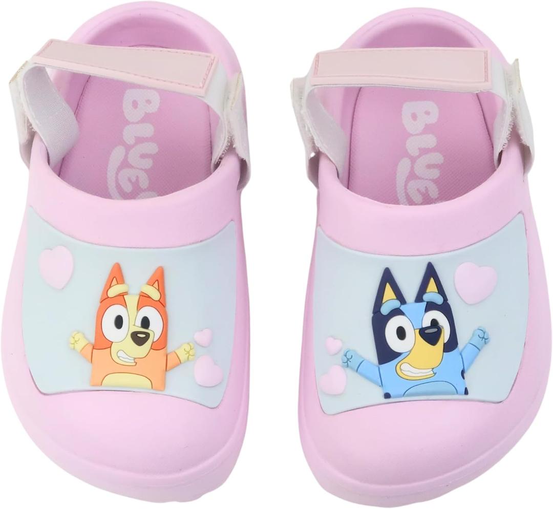 Bluey Boys & Girls Clogs Kids Slip On Beach Water Shoes with Adjustable Strap (11 Little Kid, Pink)