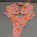 BEAUDRM Women's 2 Piece Graphic Bikini Sets Boho Triangle String Halter Swimsuit High Cut Bathing Suit (Light Pink) Small