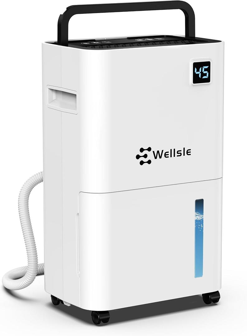 Dehumidifiers for Home, 50 Pint Dehumidifier for Basement, Bedroom, Bathroom with Drain Hose - Smart Quiet Dehumidifier with 24HR Timer - 3 Working Modes