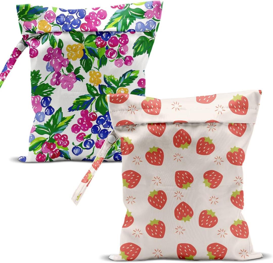 Swimsuit Bag Wet Bags for Travel Reusable Waterproof Dry Bags Diaper Bag Strawberry Berry Wet Bag for Swimsuit Towels Beach Gym 10.212.6 Inches