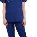 Town Scrubs for Women Scrub Set - Jogger Pant and Comfort Stretch V-Neck Easy Care Uniforms (Blue, S)