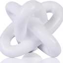 White knot sculpture, three-knot sculpture white home decor accent, suitable for rustic-style coffee table stands, living room TV cabinets, dining tables, entryway shelves, and small decorations.