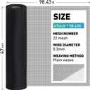 304 Stainless Steel Mesh Window Screen Roll,47IN x 98.43FT Black Metal Window Screen Replacement,Window Screen Mesh for Window,Door,Patio,Pet,Vent,Filter,Porch,Cage and DIY Projects (22 Mesh)