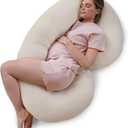 Pharmedoc Pregnancy Pillows, C-Shape Full Body Pillow – Jersey Cover Beige – Pregnancy Pillows for Sleeping – Body Pillows for Adults, Maternity Pillow and Pregnancy Must Haves, New Mom Gifts