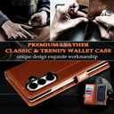 Leather Wallet Case for Samsung Galaxy Z Fold 7 with RFID Blocking Card Holder for Business Men Women Brown, Retro Waxed Leather Shockproof Folio Wallet Case Protective Phone Cover for Z Fold7