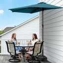 AreShark 9FT Half Patio Umbrella, Outdoor Wall Umbrella with Crank & 5 Sturdy Ribs, Table 1/2 Umbrella Patio for Garden, Deck, Balcony and Pool, Lake Blue